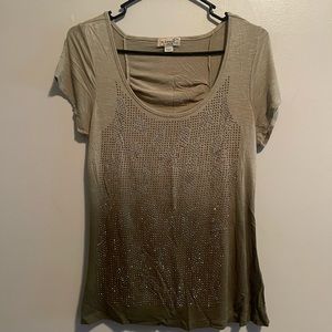 One World Top Petite Small Embellished Ruched Back